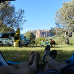 panorama depuis notre tente à la zone du ciel. Camping-mallos de riglos-murillo